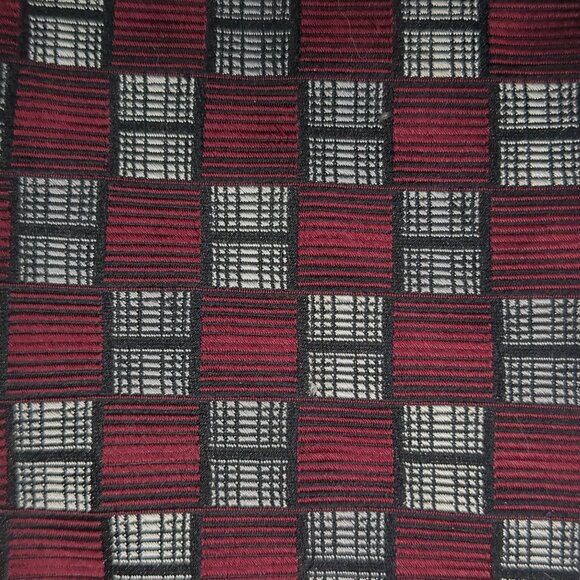 100% Silk Red with Gray Squares Fabio Fazio Necktie - Picture 2 of 5
